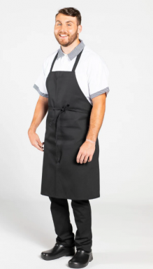 Whittier Black Bib Apron no pockets with Whitson's Logo